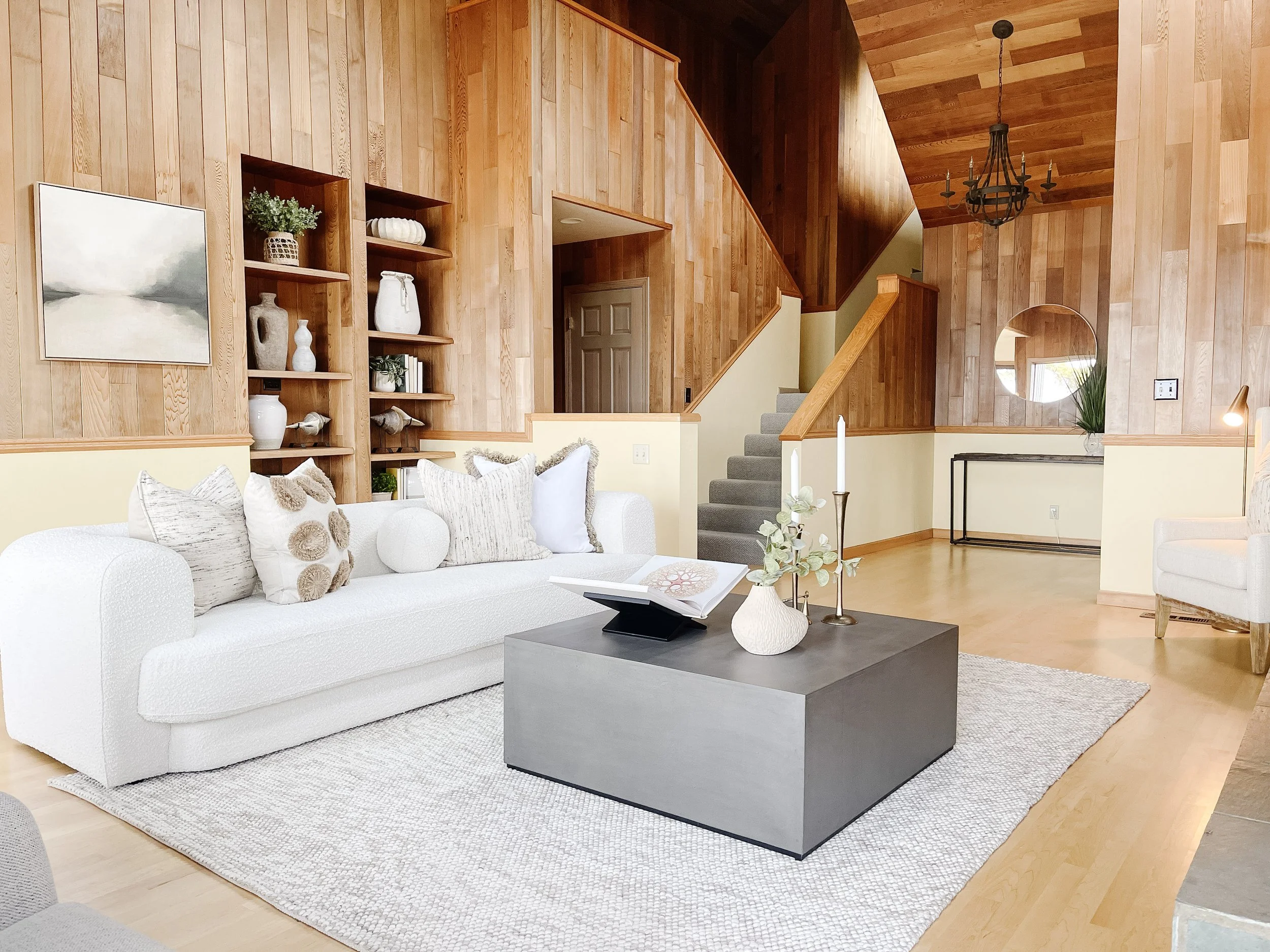 Luxury home staging in Anacortes using curated furnishings to complement high-end finishes.