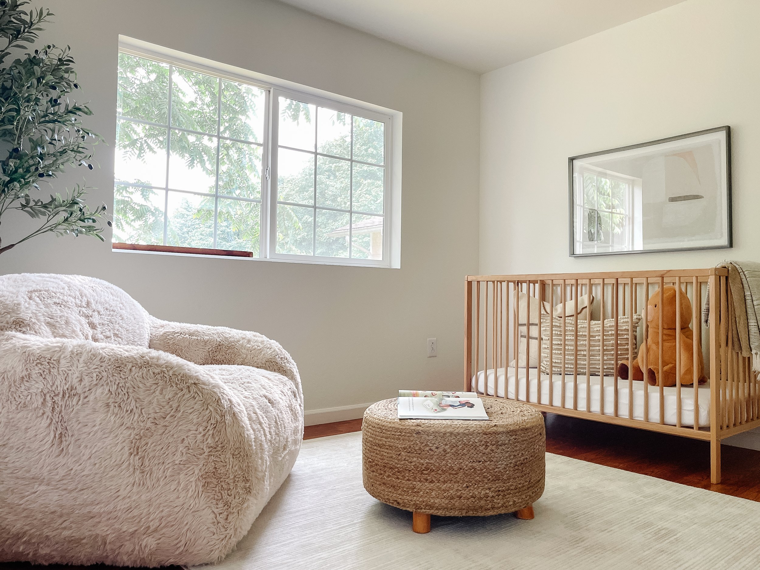 Bedroom in a La Conner home staged to enhance architectural character.