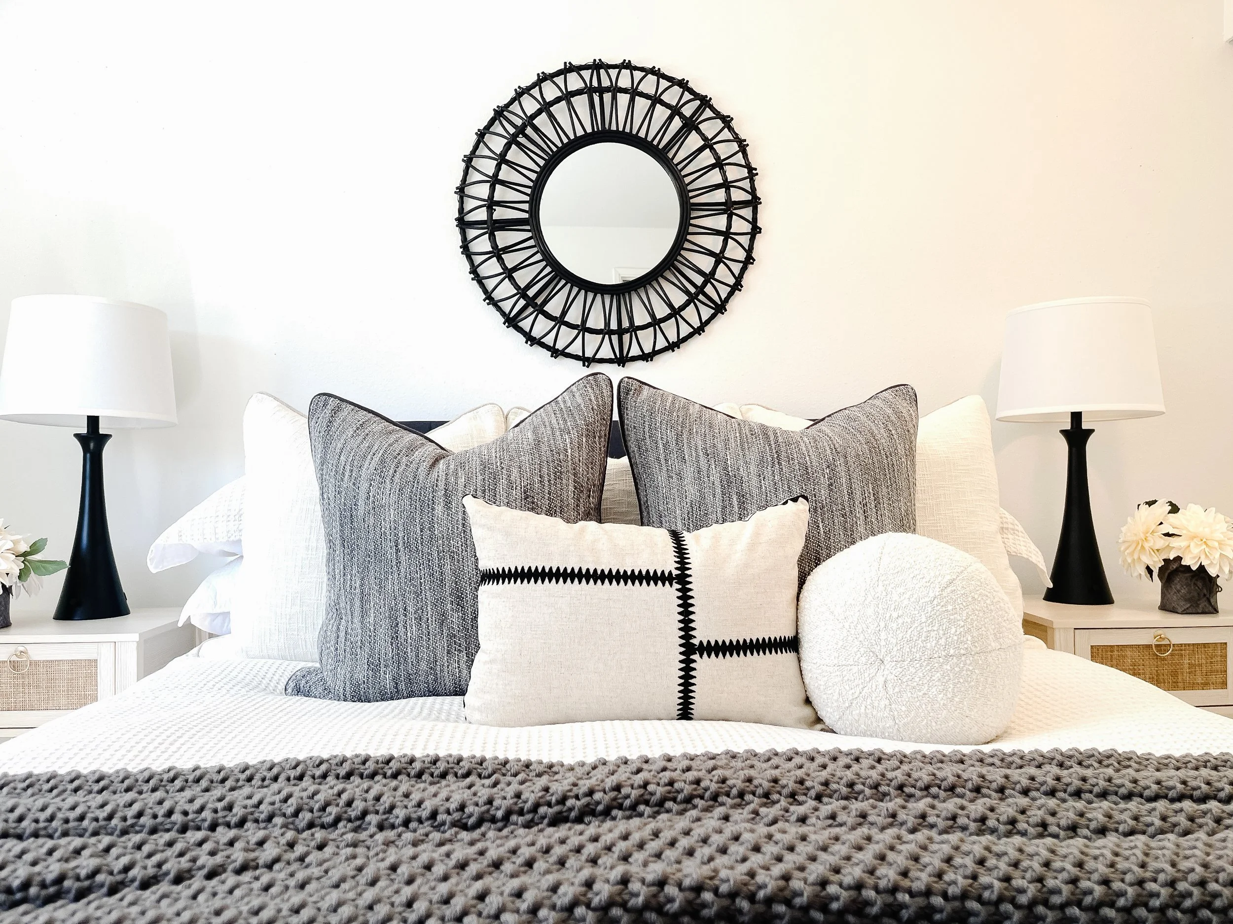 Staged primary bedroom in Snohomish with soft textiles and a calming layout to attract potential buyers.