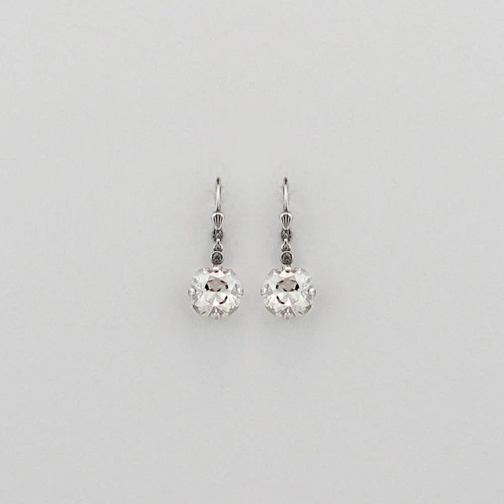 silver drop earrings with crystal
