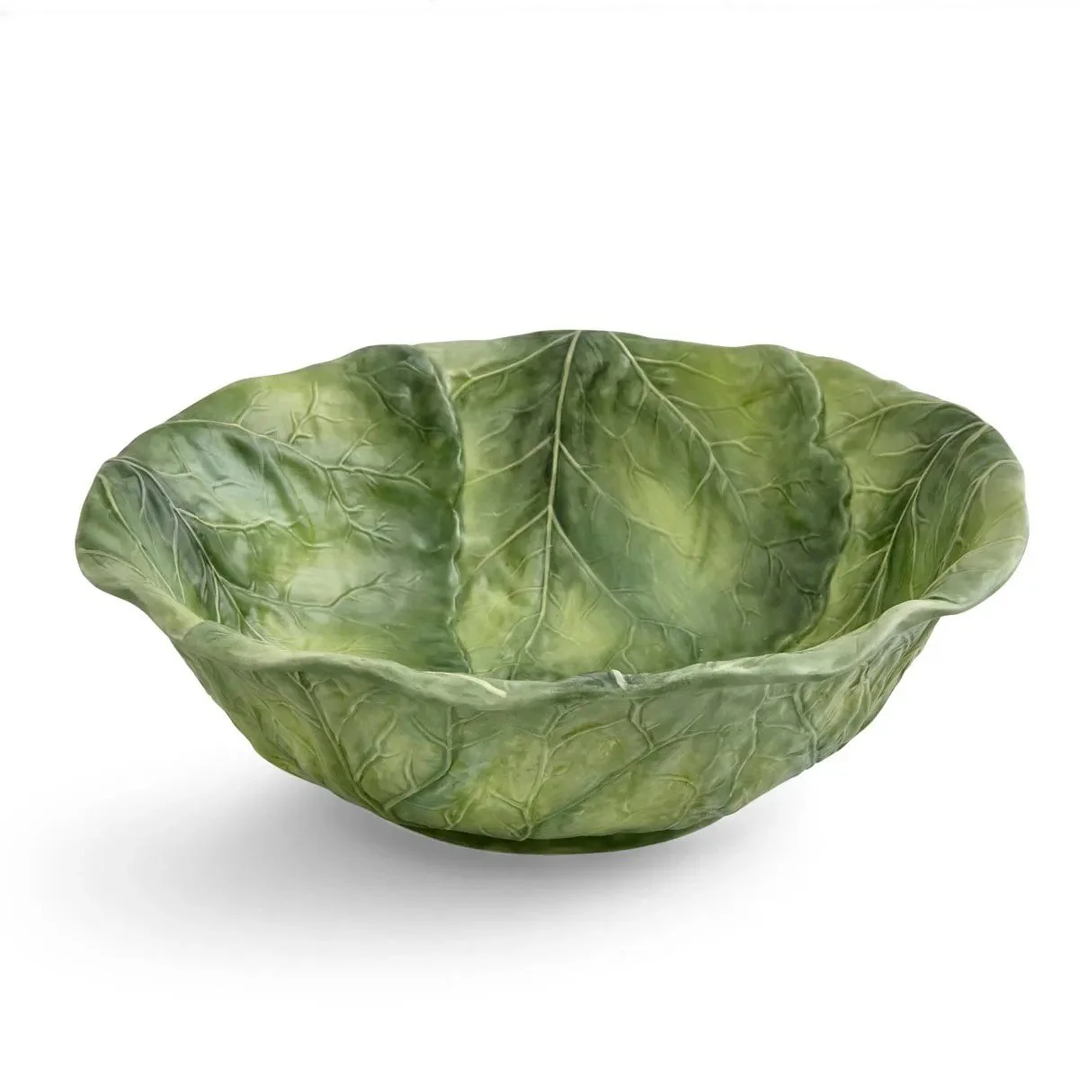 Bowl shaped and colored to replicate leaf from a garden.