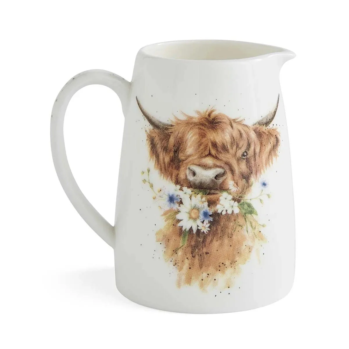 highland cow eating flowers.