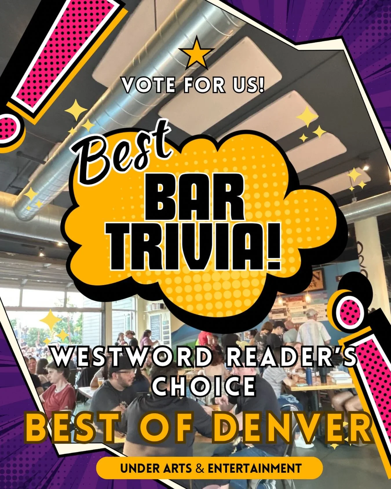 It&rsquo;s that time of year for @denverwestword Best of Denver Reader&rsquo;s Choice Poll!! Vote for Fiction Beer Company for Best Bar Trivia in the Arts &amp; Entertainment section! If you don&rsquo;t see us on the list be sure to write us in!

You