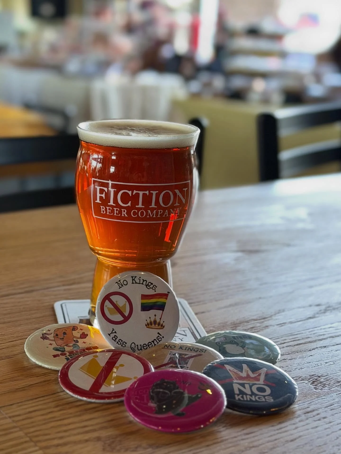 The buttons are back! In support of the No Kings protests happening today, we&rsquo;ve brought the button press back out with fresh designs. They&rsquo;re $3 each and 100% of that money goes to @indivisibledenveraction. 

🍺 If you&rsquo;re looking f