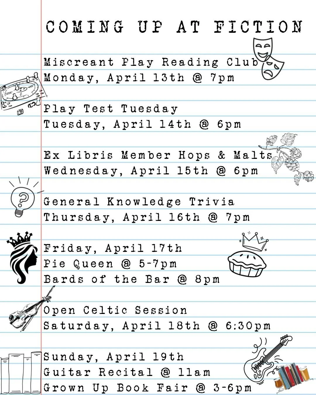 Who&rsquo;s ready for another week of classic Colorado weather? 🙋&zwj;♀️🤪 no matter what happens, we&rsquo;ll still be enjoying a cold one and have some fun!

🎭 Monday at 7pm @miscreanttheatre is back for their Play Reading Book Club! No experienc