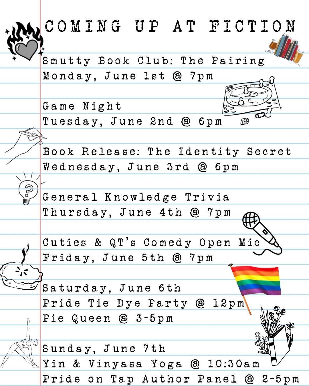 ☀️School is out and summer is finally here!! 🌈 We are so excited that June is finally here because we have so much fun stuff planned!

🥵 Starting on Monday at 7pm is our Smutty Book Club!! For June they read &lsquo;The Pairing&rsquo; by @casey.mcqu