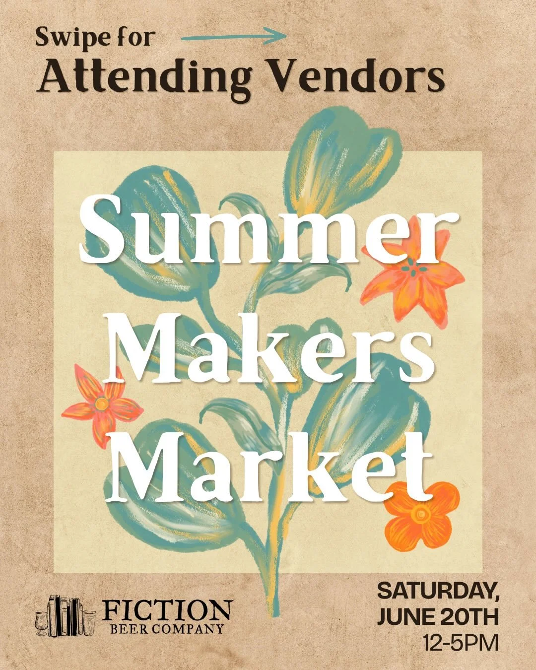 🌺 Our summer makers market is TOMORROW, Saturday, June 20th, from 12-5pm! Come peruse local makers, crafters, and small businesses while you sip on a pint. 🍻 

The vendor lineup:
@catspaperscissors | Linocut Prints, Earrings, Wire/Paper Art &amp; K