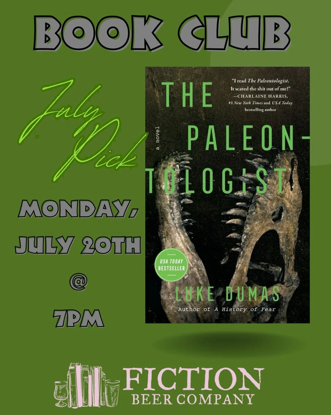 Uncover a mystery millions of years in the making in our Book Club&rsquo;s July pick: &lsquo;The Paleontologist&rsquo; by Luke Dumas! 

The FBC Book Club meets on the 3rd Monday on the month! Meet up with your book friends and discuss our current rea