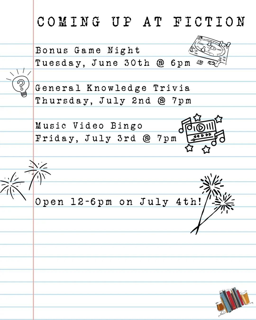 What a week! 😮&zwj;💨 We don&rsquo;t know about you all, but we&rsquo;re going to slow it down a bit as we go into the last few days of June. 

🥳 We&rsquo;ll be opening at 12pm on Friday to kick off the holiday weekend! 

🎆 We&rsquo;ll be open fro