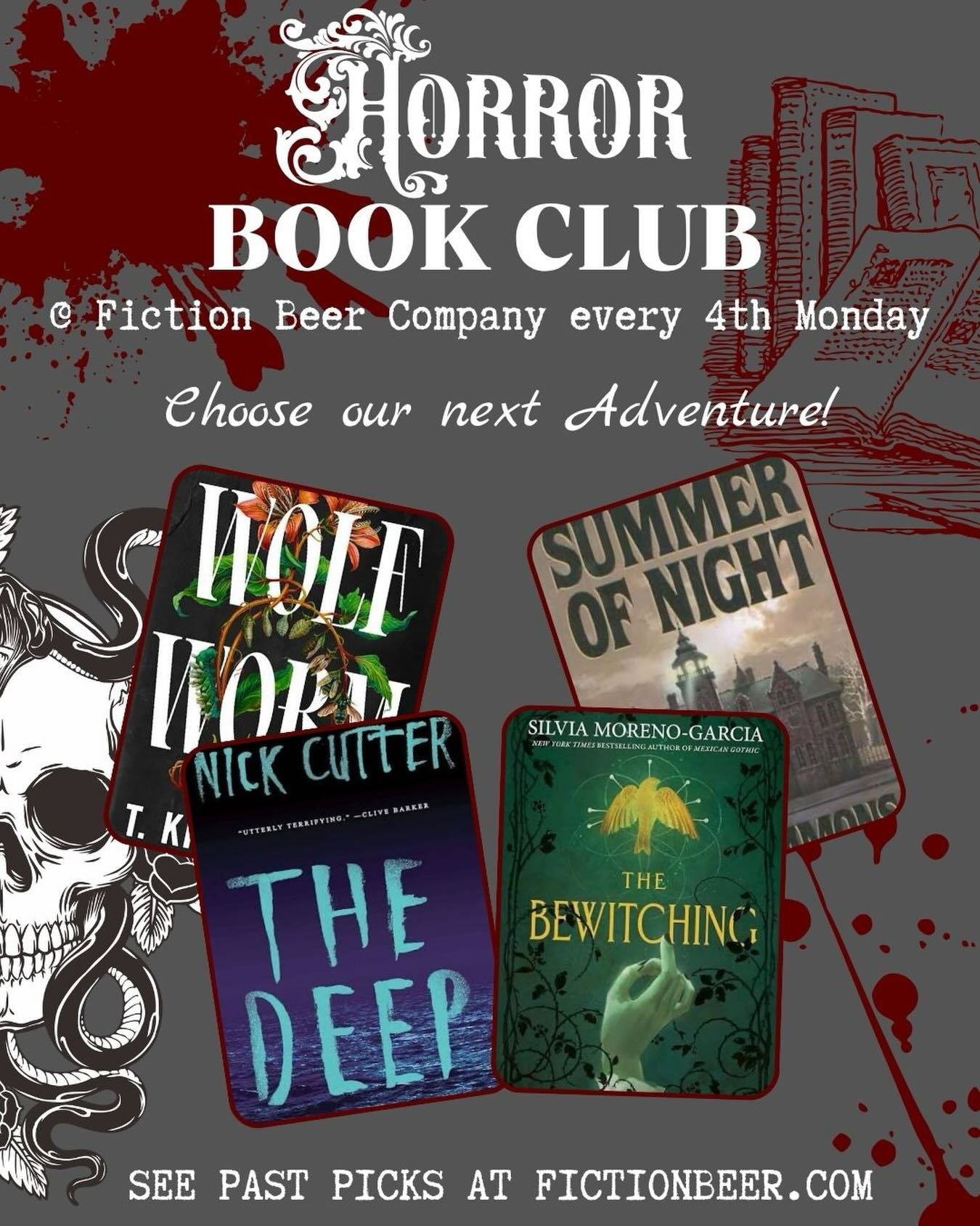 In the immortal words of Winifred Sanderson: TIS TIME!!

Time to vote for the first pick for our new Horror Book Club! Follow the link in our bio to cast your vote, or if you are already in the Facebook group the poll is live!

The new FBC Horror Boo
