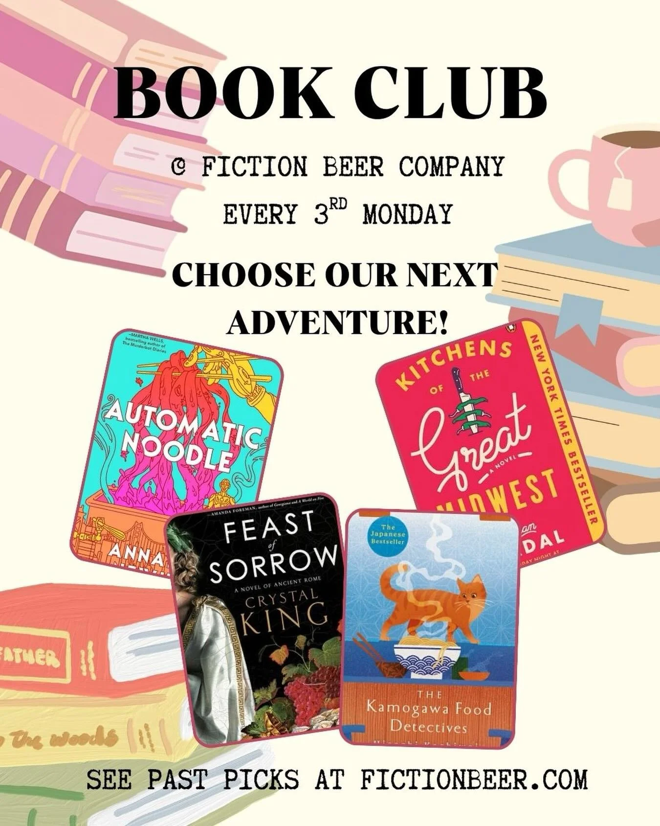 🚨ATTN: Book Club members!🚨

Who&rsquo;s hungry?! For our November poll we&rsquo;ve curated a selections of scrumptious foodie picks with a side of plot 😉 

If you&rsquo;re in the Facebook group the poll is live! If not, follow the link in our bio 