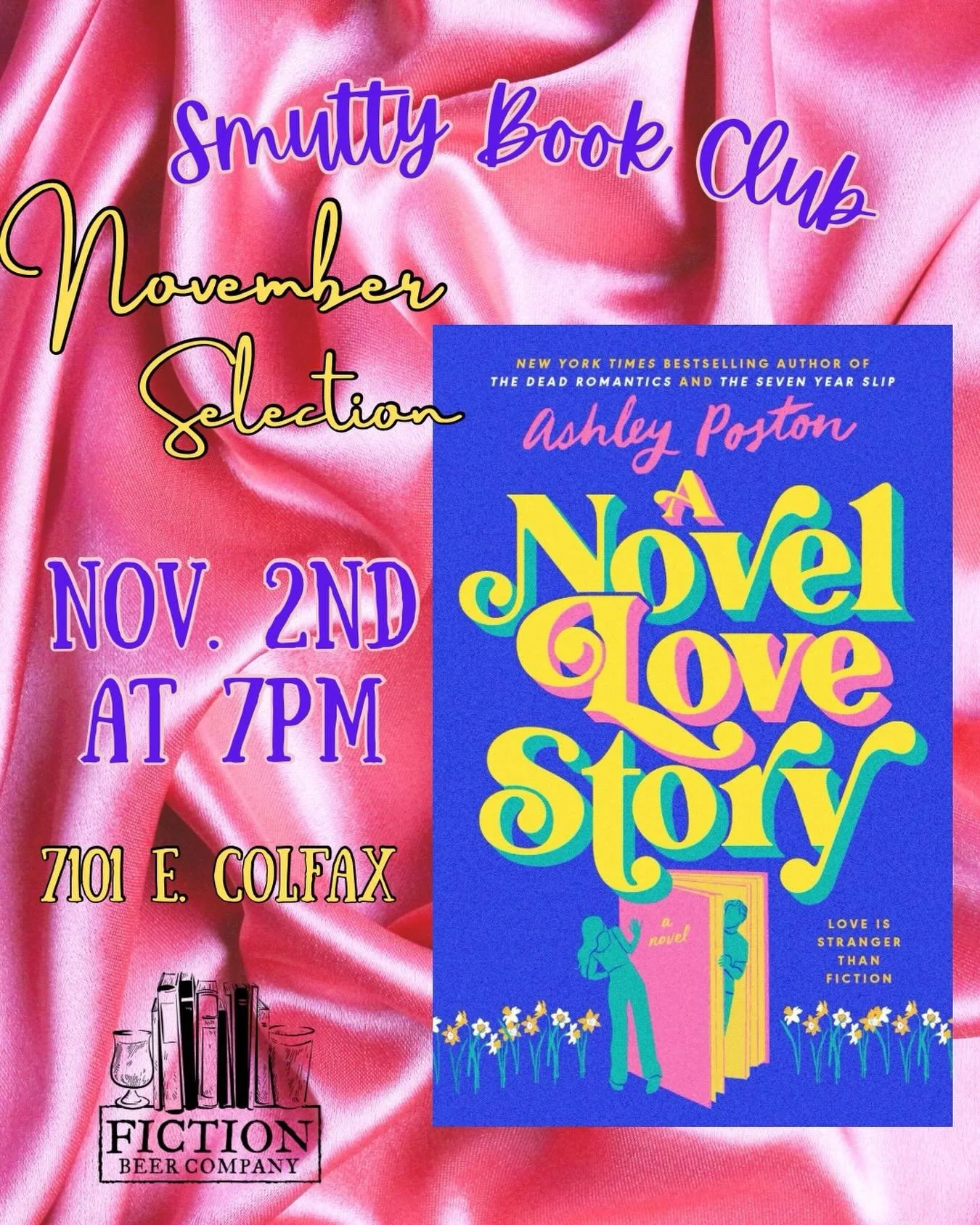 Can love be stranger than fiction? Maybe if you find yourself trapped inside romance author&rsquo;s fictional town! For November our Smutty Book Club will be reading &lsquo;A Novel Love Story&rsquo; by @heyashposton !

The FBC Smutty Boom Club meets 