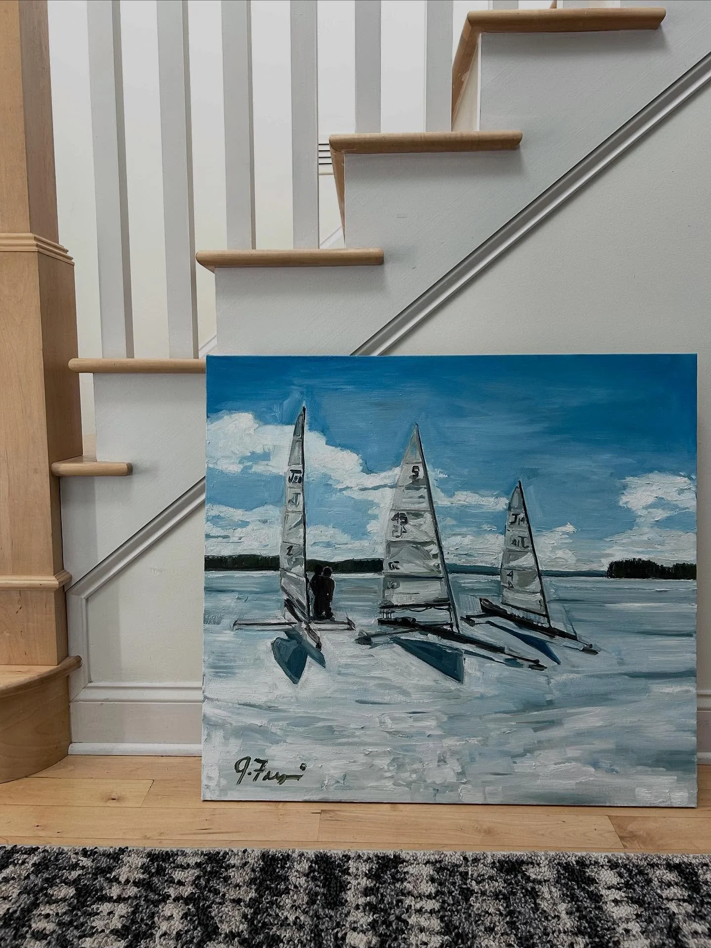 30&rdquo; x  33&rdquo;
&ldquo;Locals on Ice II&rdquo;
$750.00
Oil on canvas 
Framing of white painted wood or natural included. Please contact for exact shipping rate and quote.
