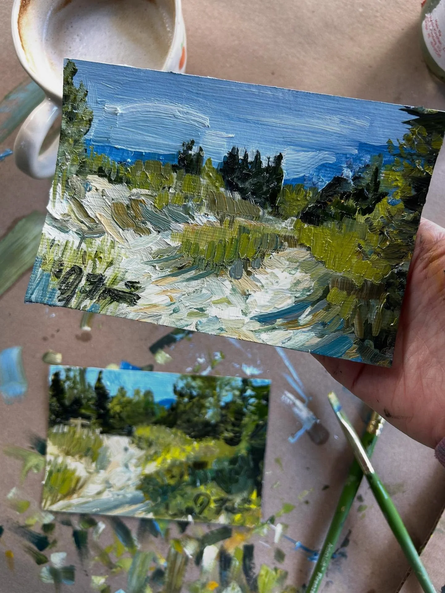 &ldquo;Late Summer Lakeshore&rdquo;
4&rdquo; x 6&rdquo;, Set of 2
Oil on paper 
Ready for local pick up or shipping Oct 15! Link in bio
