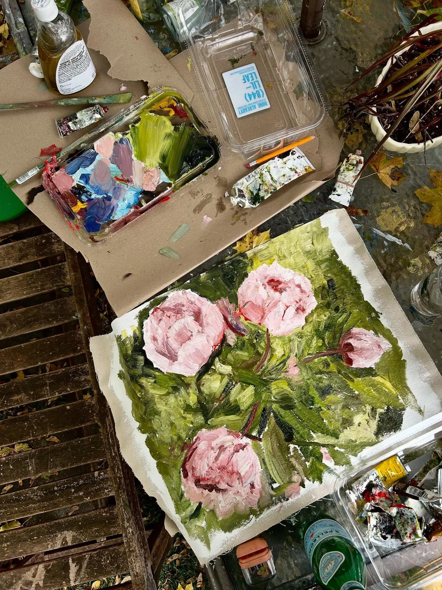 My days working outdoors are probably numbered.  Snow storm tomorrow anyone?? 😬 The start of neighborhood peonies.