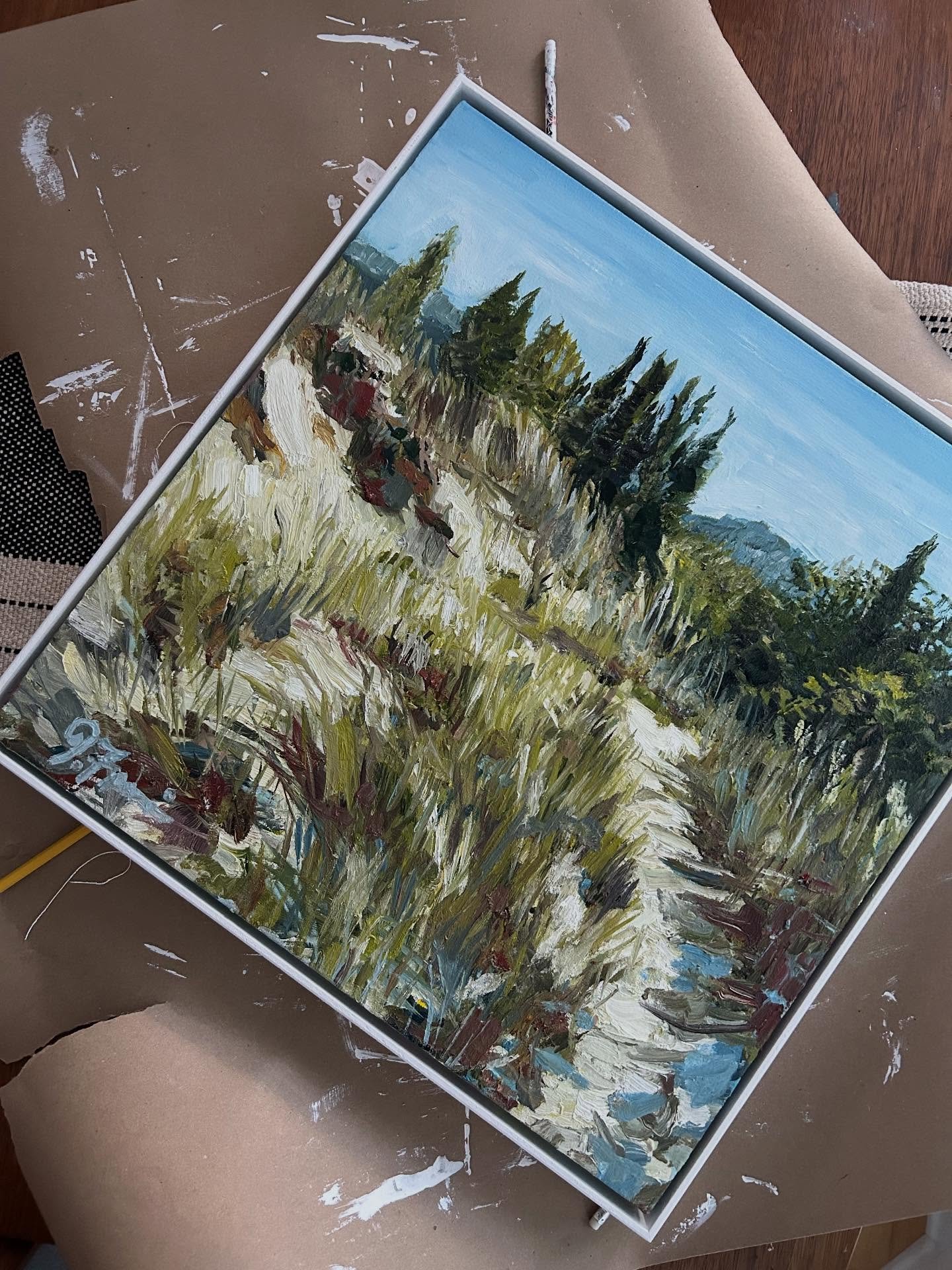 SOLD! This one was super popular. May have to do a similar one soon. Next size coming up is one of the largest at 50&rdquo;!! ❤️🤗 #oilpainting #sleepingbeardunesnationallakeshore #wallart #painting #dunes