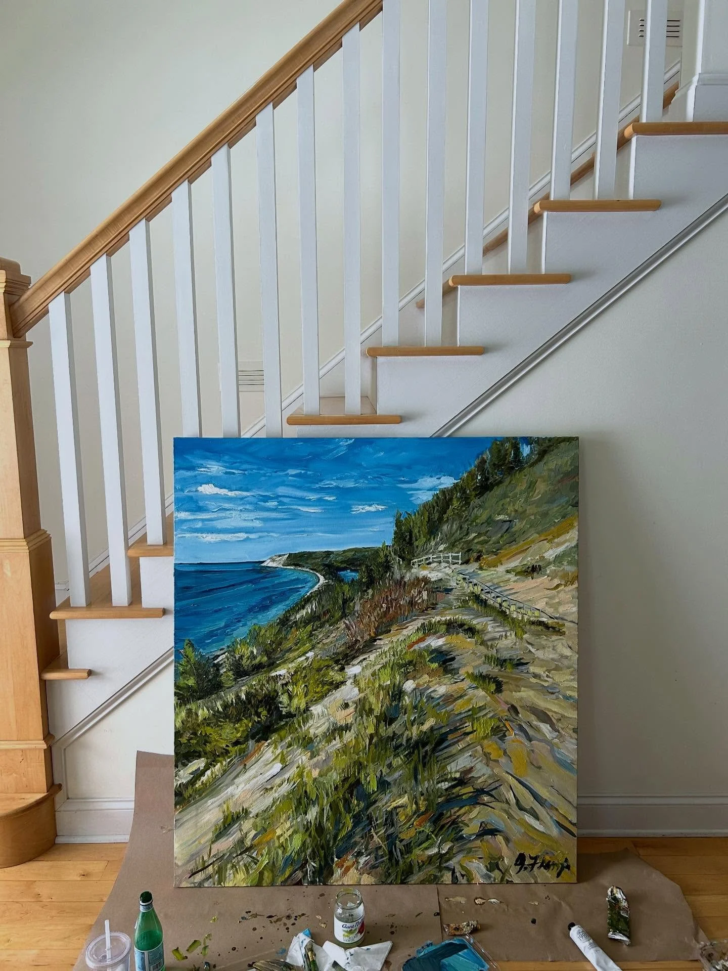 Available!
&ldquo;Warm Empire Bluff Trail&rdquo;
$1500.00
50&rdquo; x 45&rdquo; 
Oil on canvas, to be framed 
Ready by early February