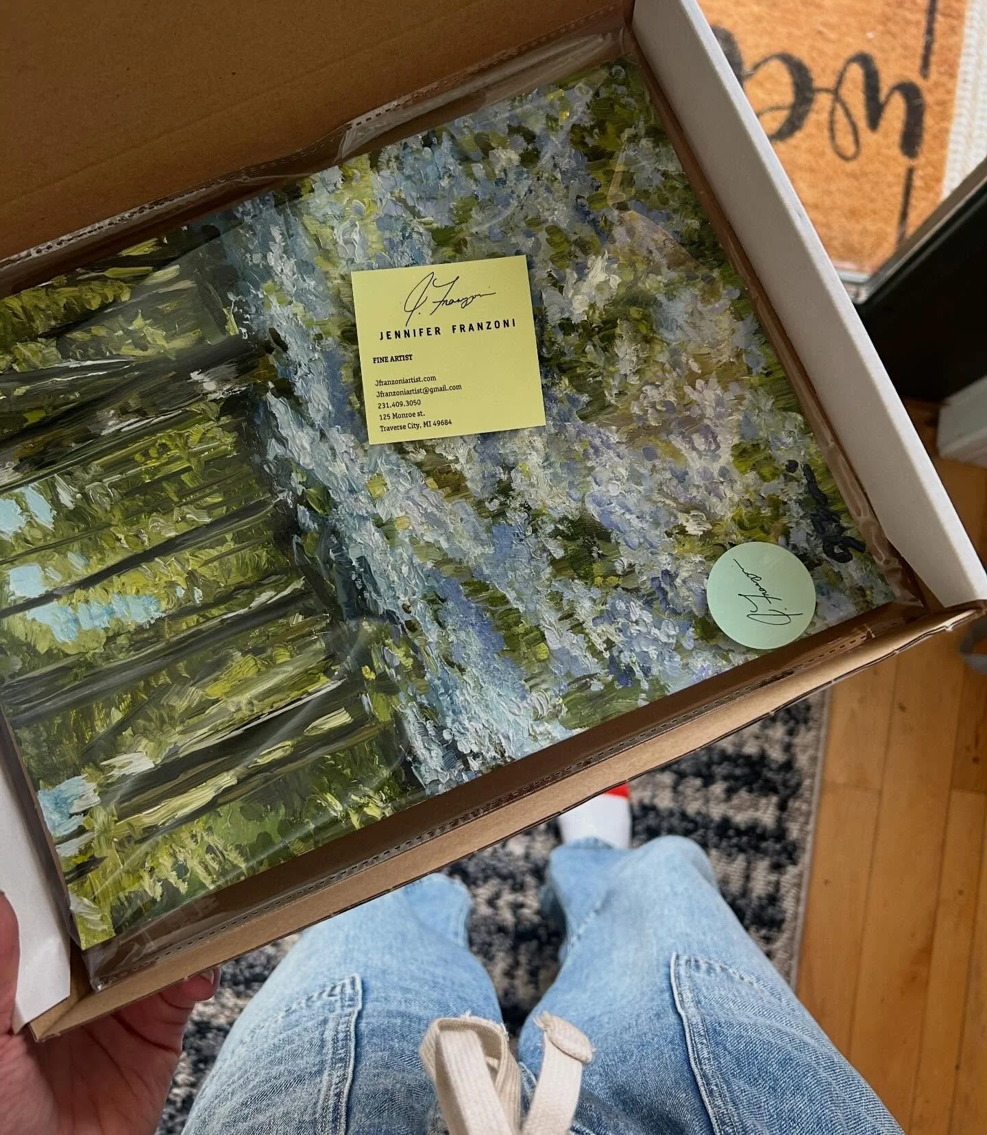 Just got home and back at it! This pretty one is shipping out 😍 #commission #painting #oilpainting #leelanau #northernmichiganart