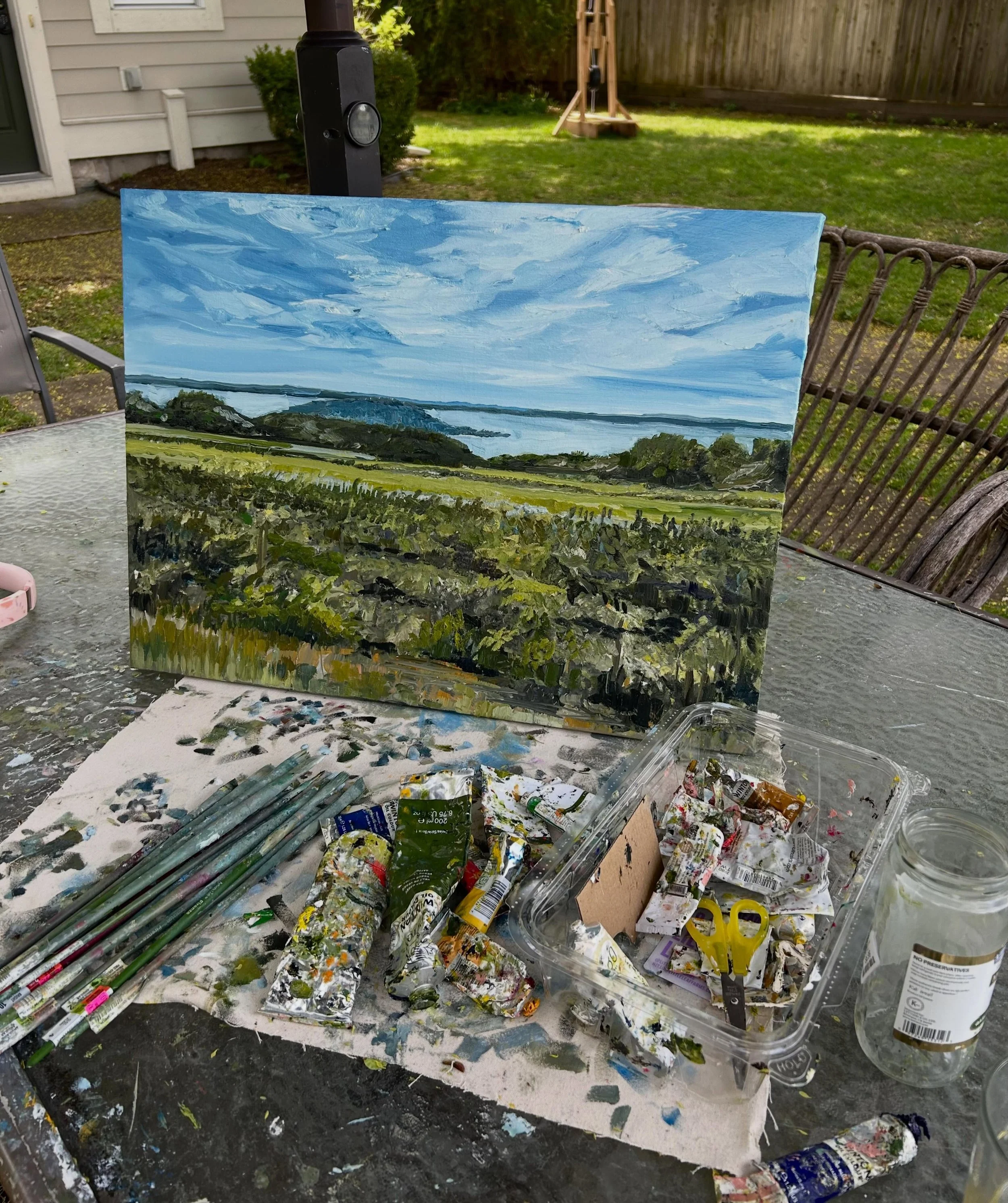 In progress&hellip; small Old Mission coming
18&rdquo; x 24&rdquo;