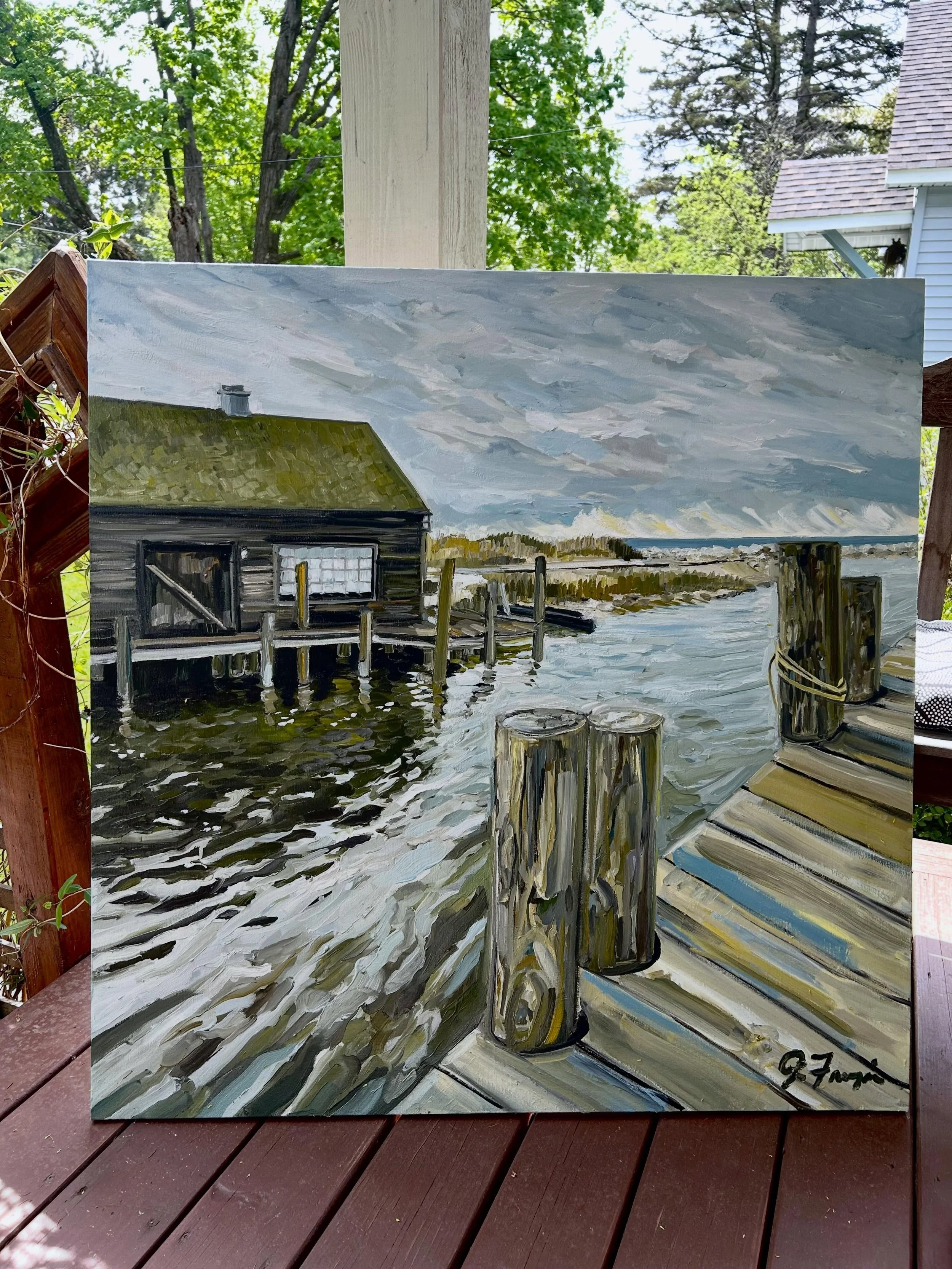 &ldquo;Soft Light Fishtown, Leland&rdquo;
40&rdquo; x 39&rdquo;
$1100.00
Oil on canvas, ready mid-June. Framing of natural or white painted wood included. 
#interiordesign #interiordecor #oilpainting #wallart #leelanau