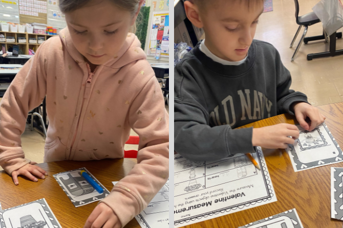  Girdler’s first grade students are practicing measurement and celebrating Valentine’s Day during WIN time. 