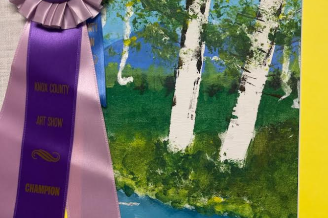  Weston Brock, 4th grade student at Dewitt, won first place in their category at the Knox County Art Show. 