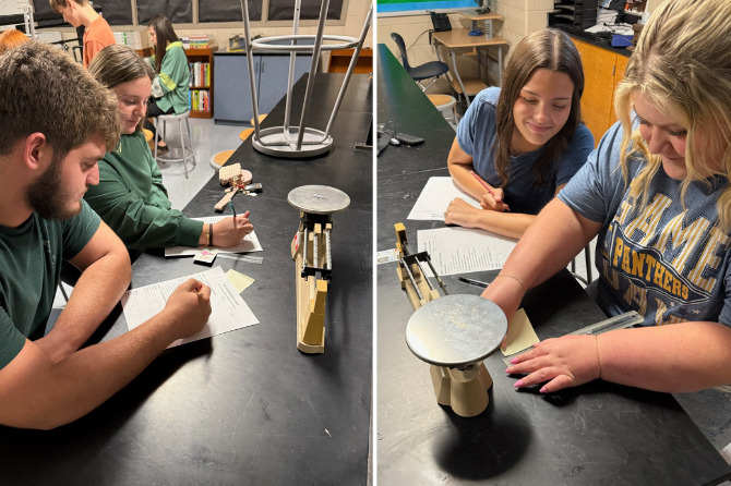  A matter of precision for Knox Central chemistry students as they weighed and measured post its, paper clips, and debit cards/licenses learning about accuracy.   