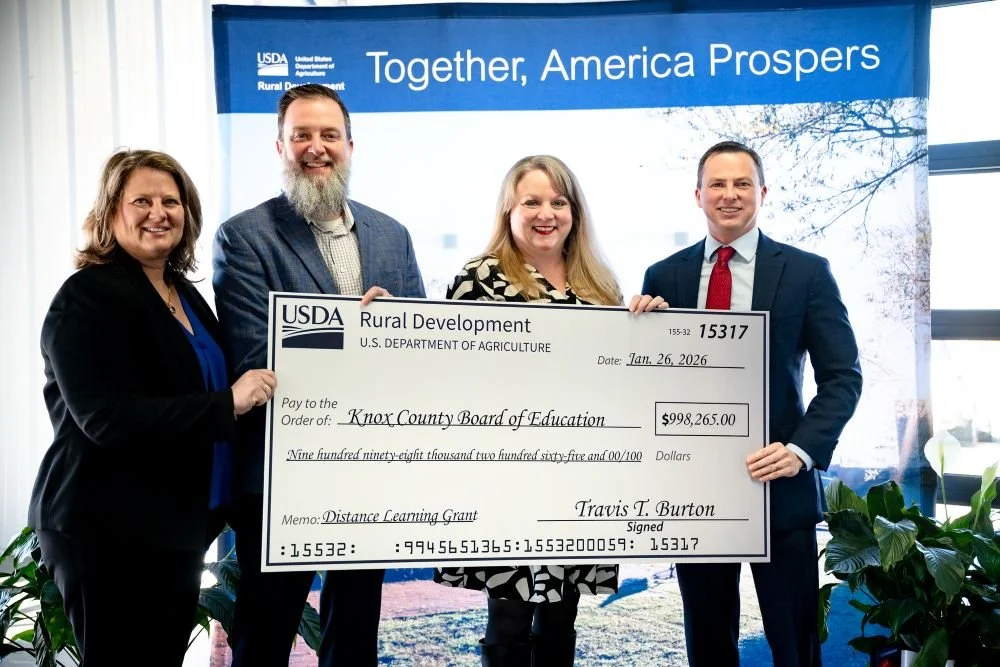 Knox Co is shown with a check from USDA for telehealth services.