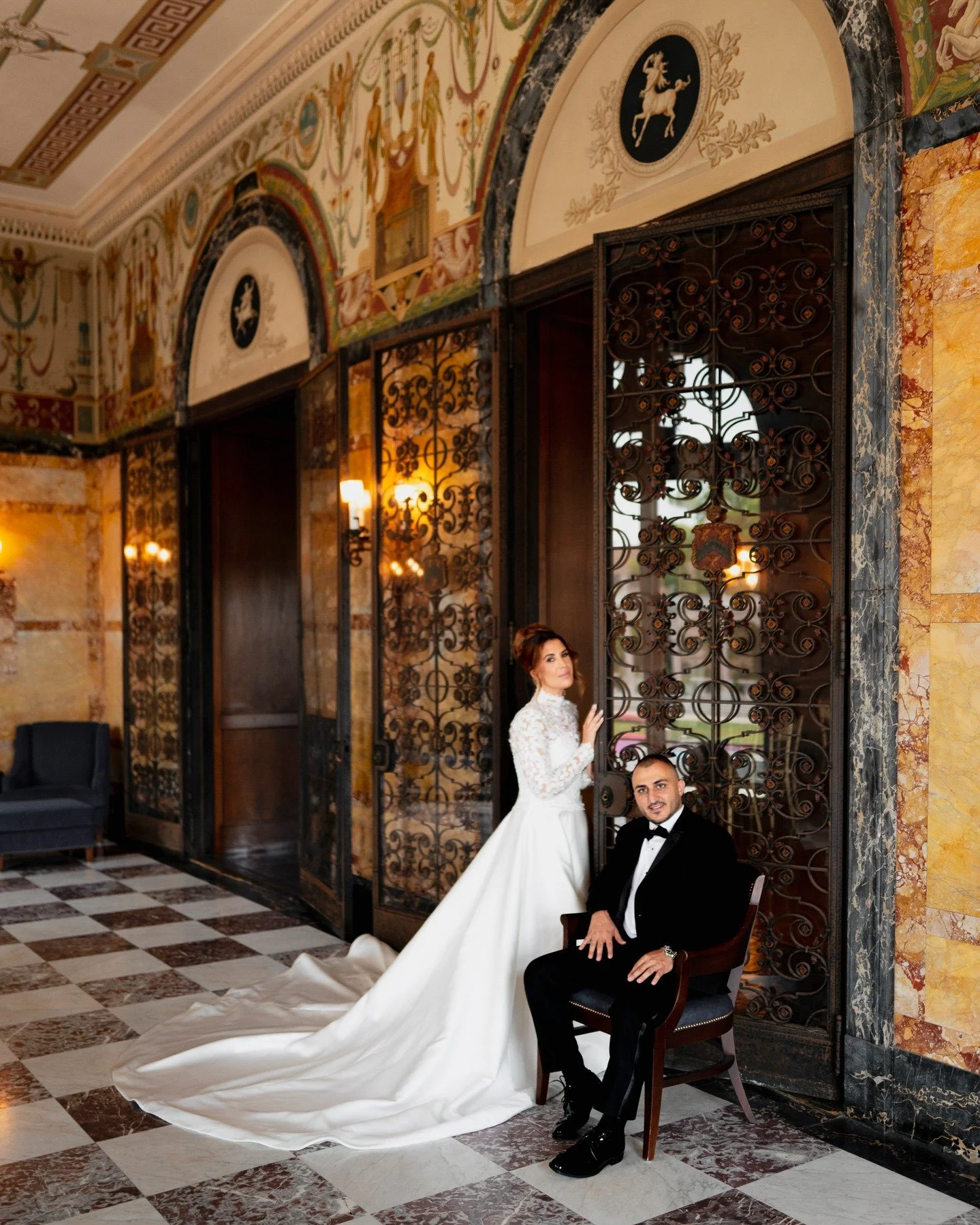 Elegant, timeless, and full of love. 
A stunning bride in lace and a classic groom in black tie, framed by history and beauty.

Photography @alerian_photography
Bridal Gown @sarehnouri
Makeup @glamourbydrita
Hairstylist @senadakxo
Bridal shoes @aquaz