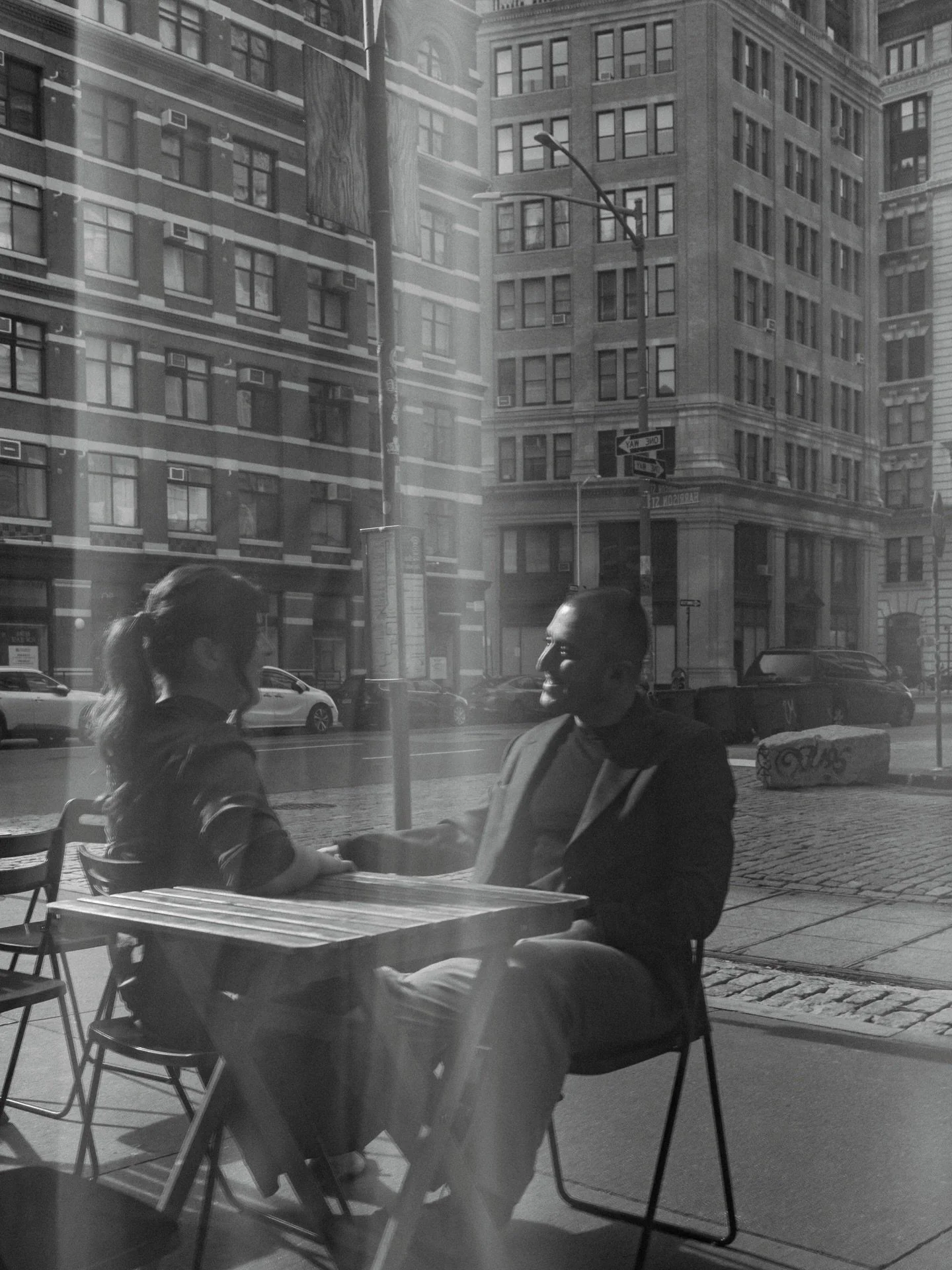 Falling in love in NYC, framed by iconic architecture and incredible light.
