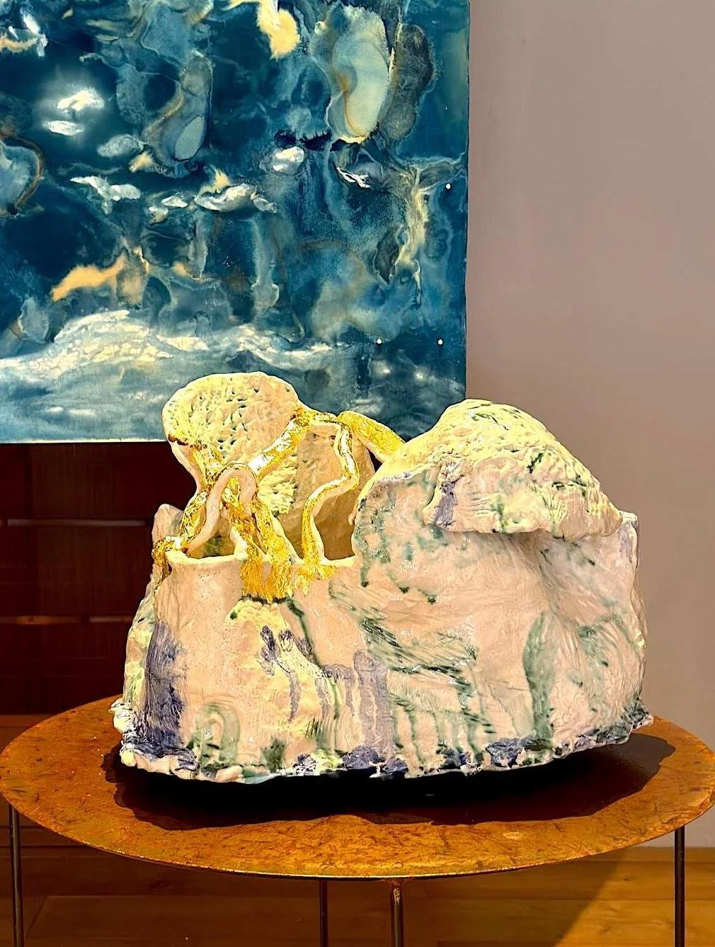 scultura gres smaltato plant,stone,sea marta abbott