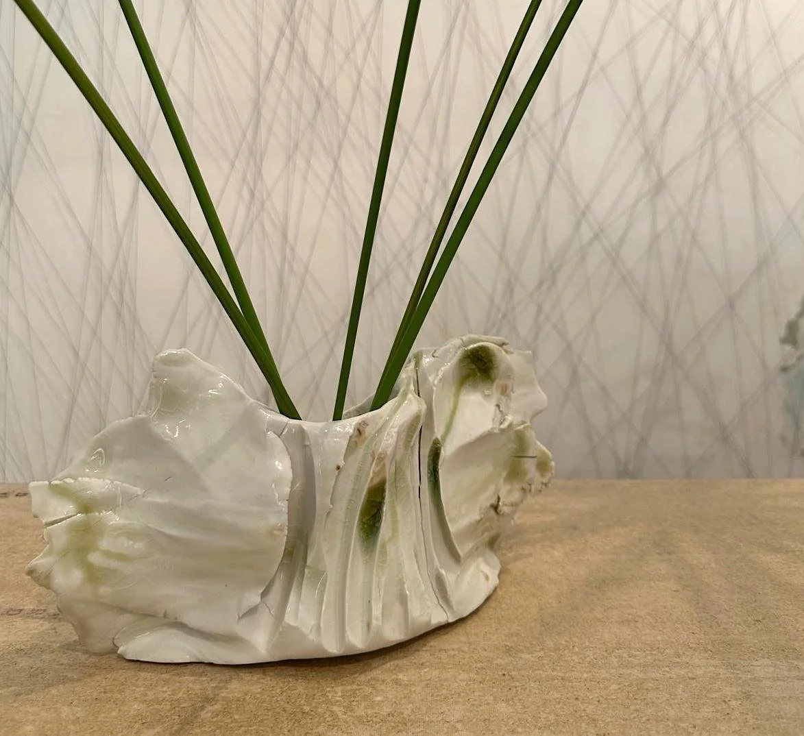 Vaso scultura per Ikebana in porcellana