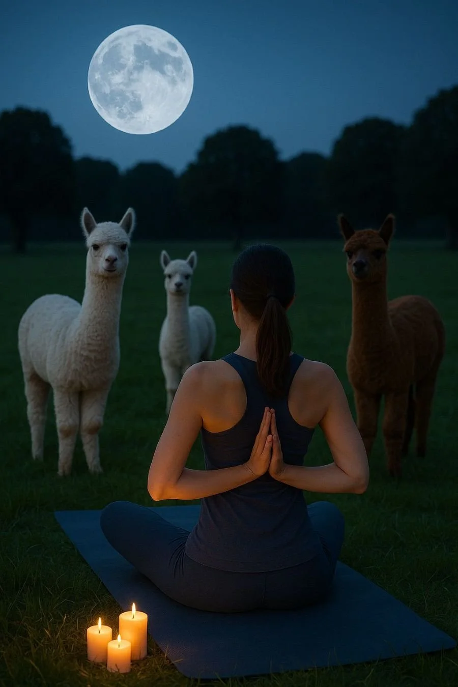 Alpaka Vollmond yoga - Y0ga im licht des m0ndes