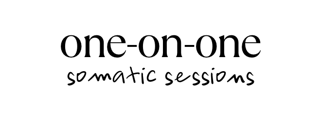 Text that reads 'one-on-one somatic sessions' in black font on a white background.
