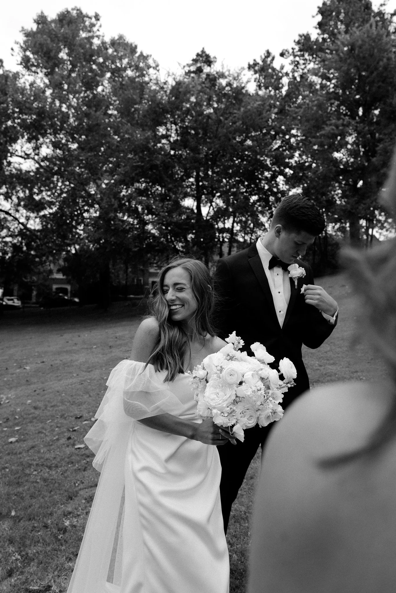 Black and White Oklahoma Wedding Documentary Photography Bride and Groom