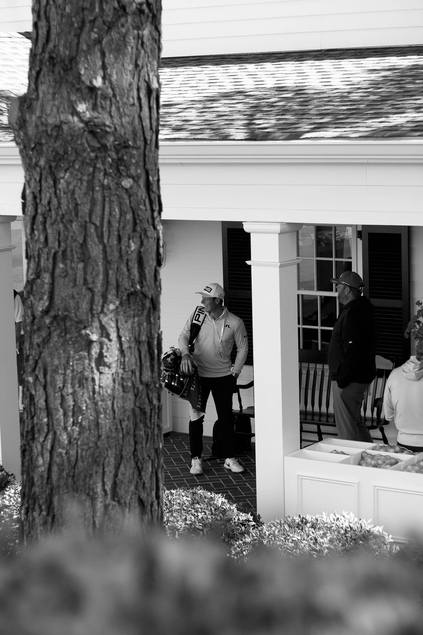 Pro Golfer Viktor Hovland Black and White Photo at The Masters Club House
