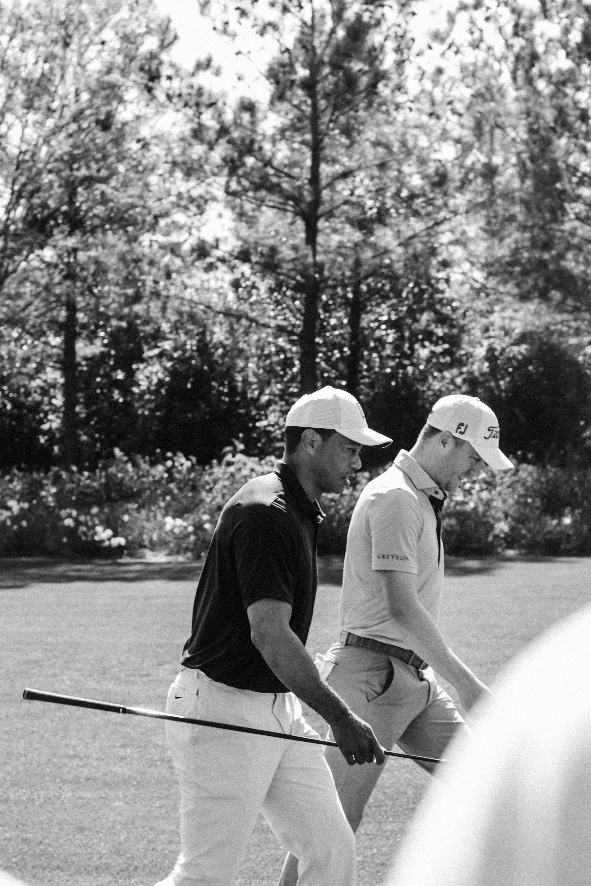 Tiger Woods and Justin Thomas at the Masters Tournament