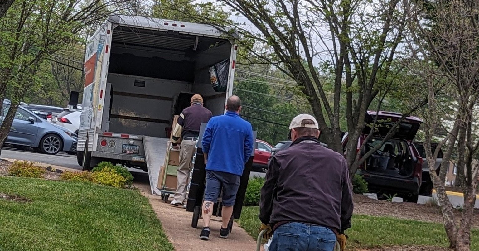 Thank you to everyone who helped us move our office last week! We didn't get photos of everyone, but we appreciate you all. We still have some loose ends to tie up in Manassas, including a yard sale, with a special pre-sale for churches on Friday (ma