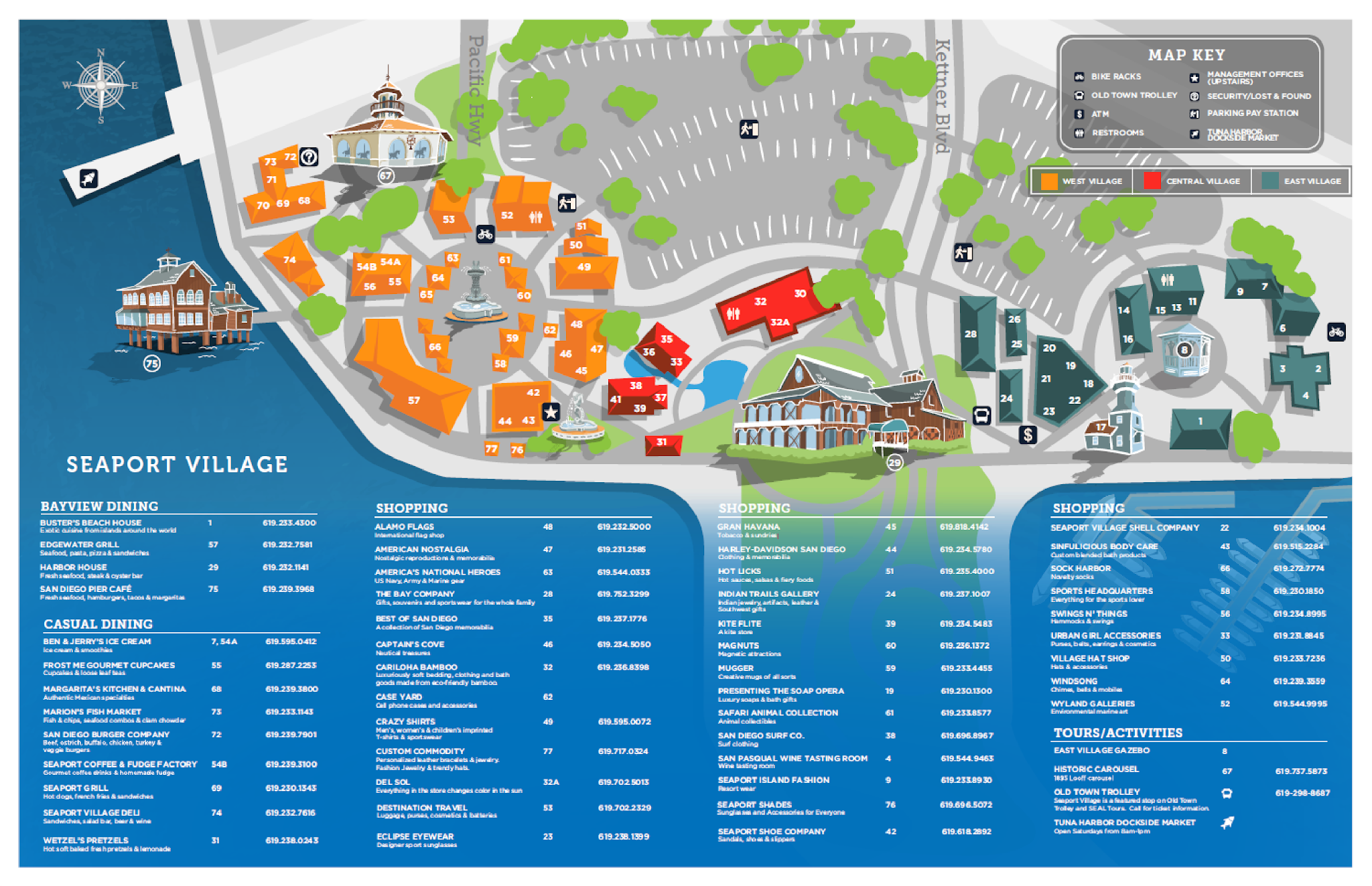 Illustrated Map for Seaport Village, San Diego