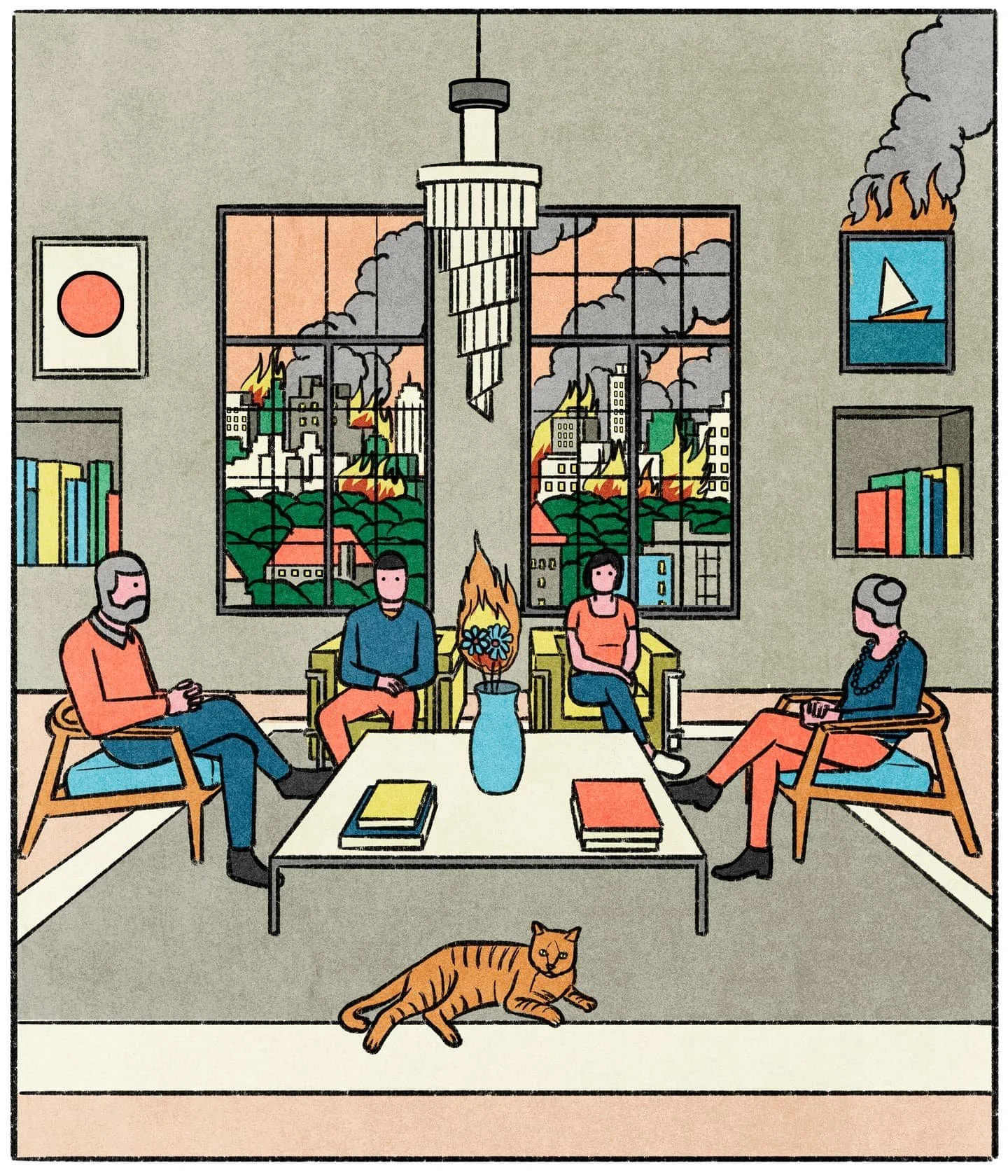 Illustration by Klaus Kremmerz for New York Times Book Review about the new novel PRIVATE MEANS by Cree LeFavour