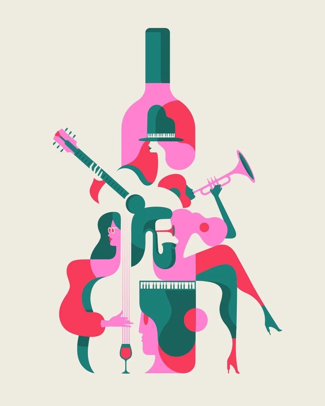 Noma Bar ‘Jazz&amp;Wine’ Poster Design