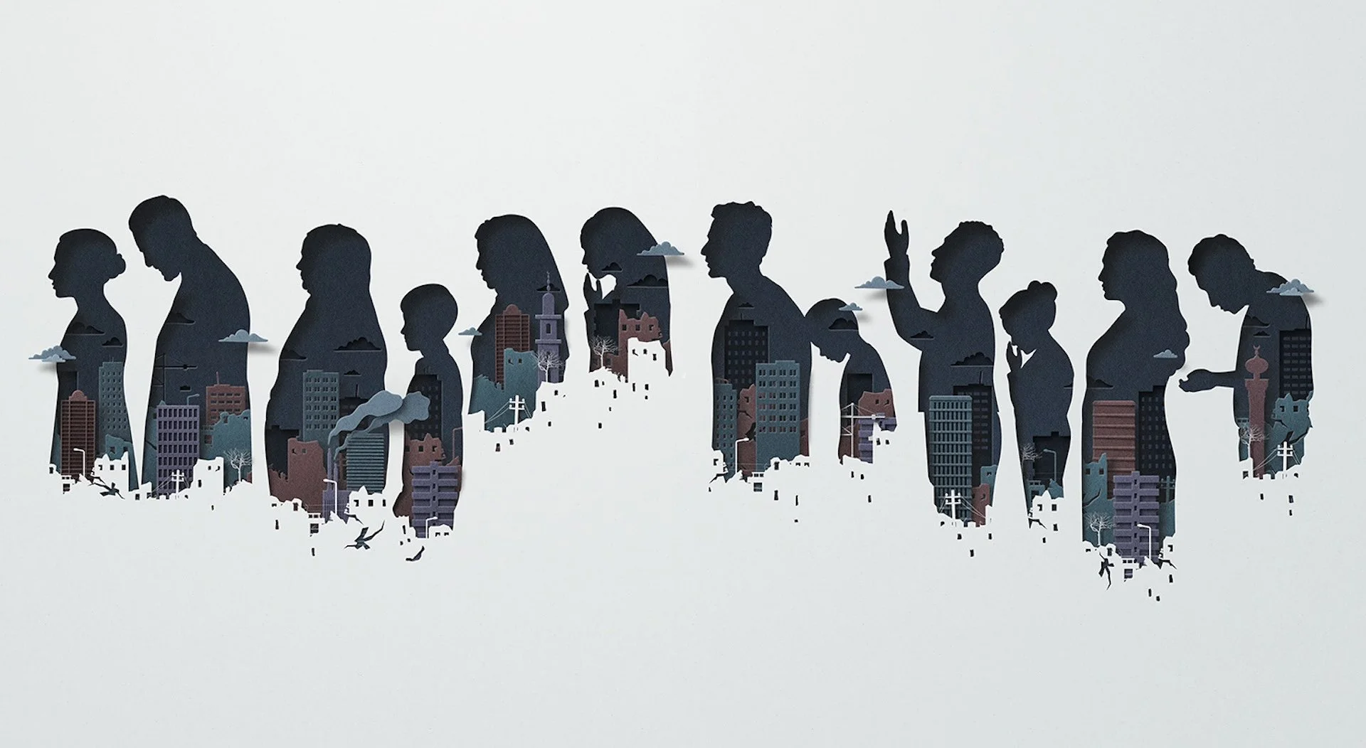 eiko-ojala-illustration--Downfall of Damascus-. Illustrations for Al Majalla Magazine. Endless queues of Syrians who are waiting for food, water or passports.jpg
