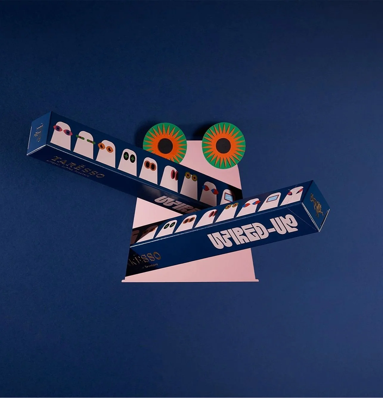 Illustrated Taresso coffee packaging suite by Luminous Design Group featuring multicultural portraiture and storytelling graphic elements.