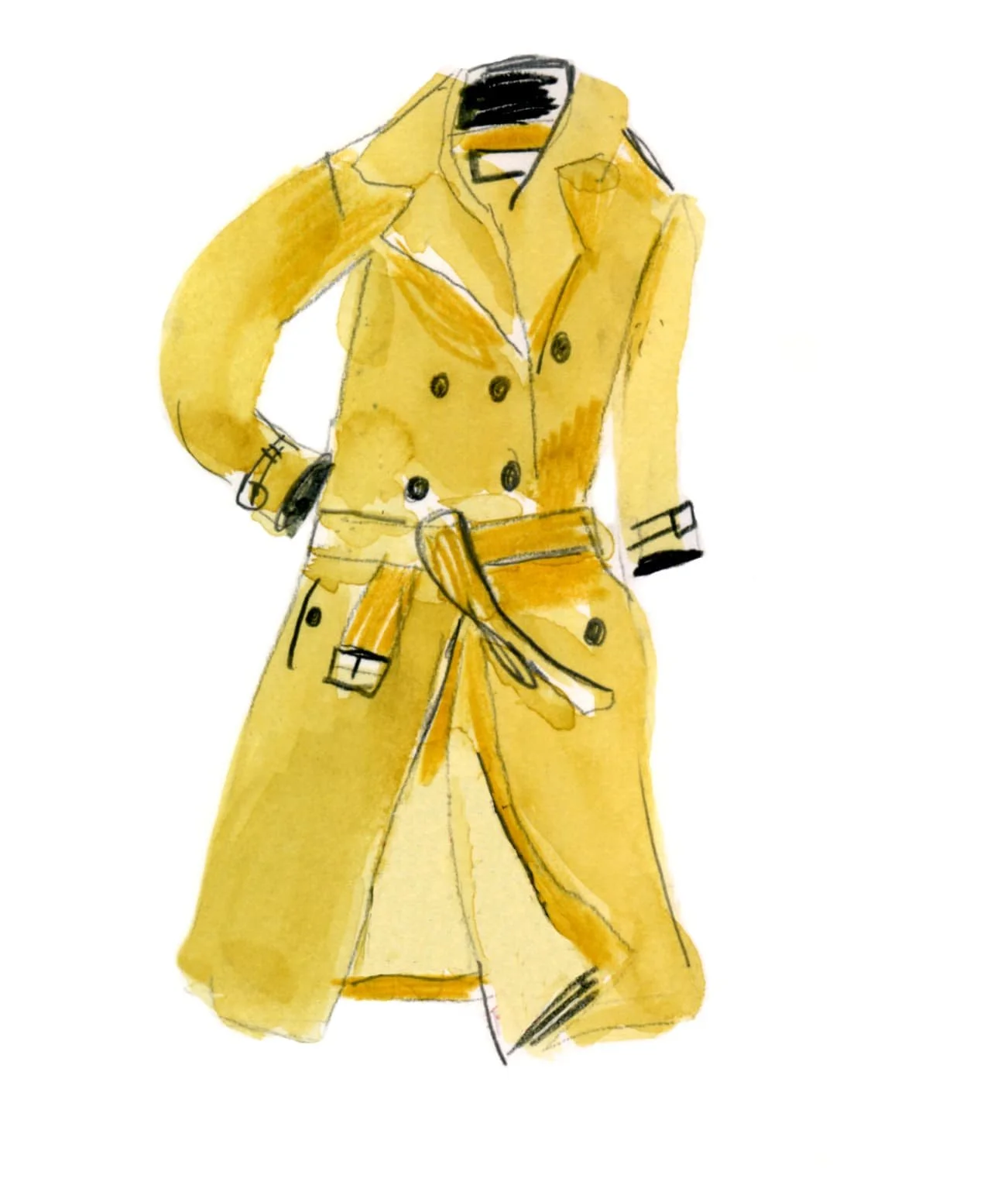 Illustration of a yellow trench coat