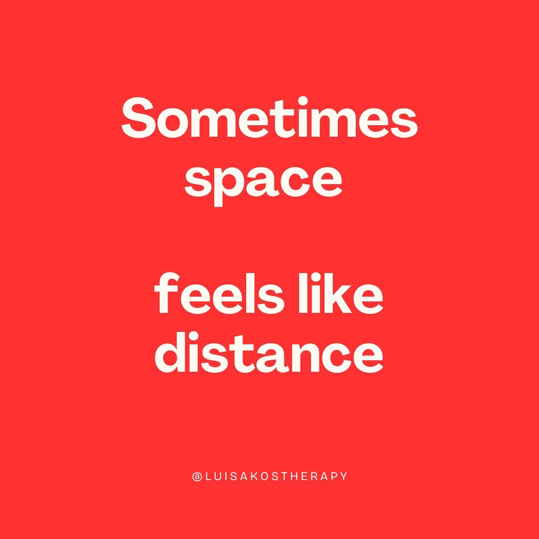 Sometimes space feels like distance.

In relationships, we often assume what our partner needs based on our own way of coping. If we see them withdrawing or stressed, we might give them space, thinking it&rsquo;s what they need&mdash;when in reality,