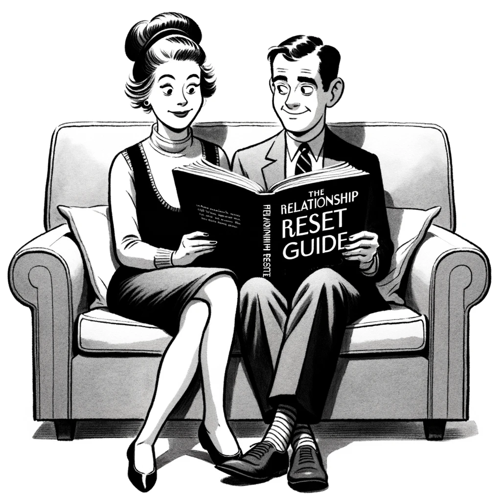 Image of a couple reading the relationship reset guide