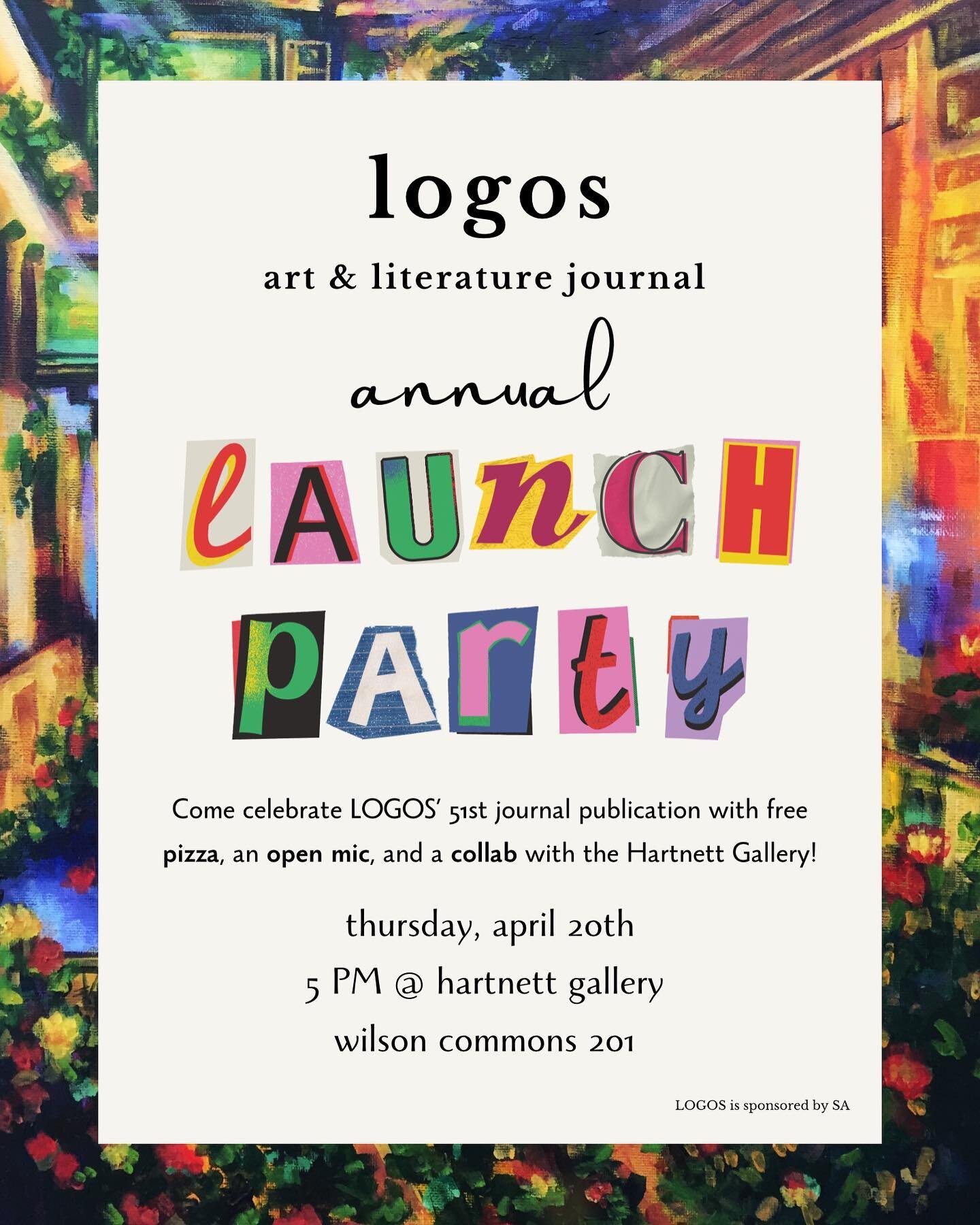 Come join LOGOS in celebrating the launch of our annual art and literature journal!