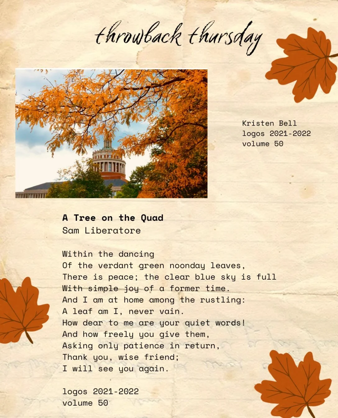 Happy Throwback Thursday! Feel inspired? Link in bio to submit 🍂