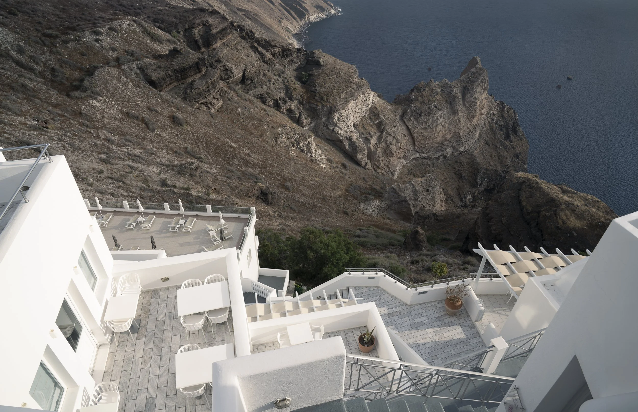 Hotel on the cliffs in Santorini, Greece
