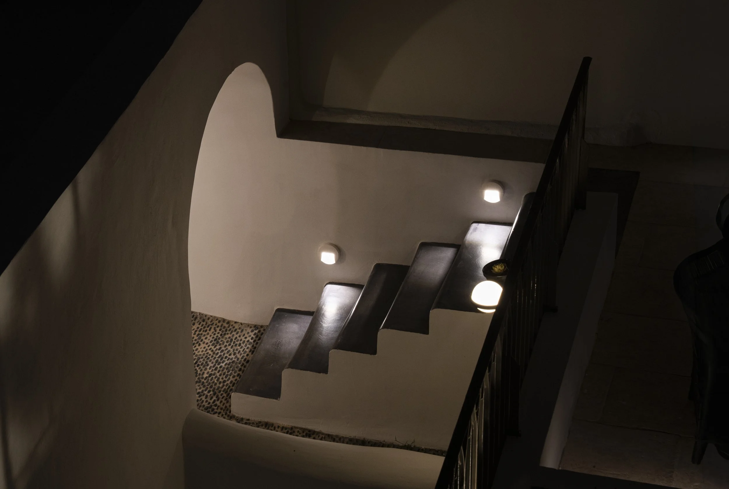 As a converted monastery, the Katikies Garden Hotel is literally a labyrinth of disconnected hallways and staircases - Fira, Santorini, Greece